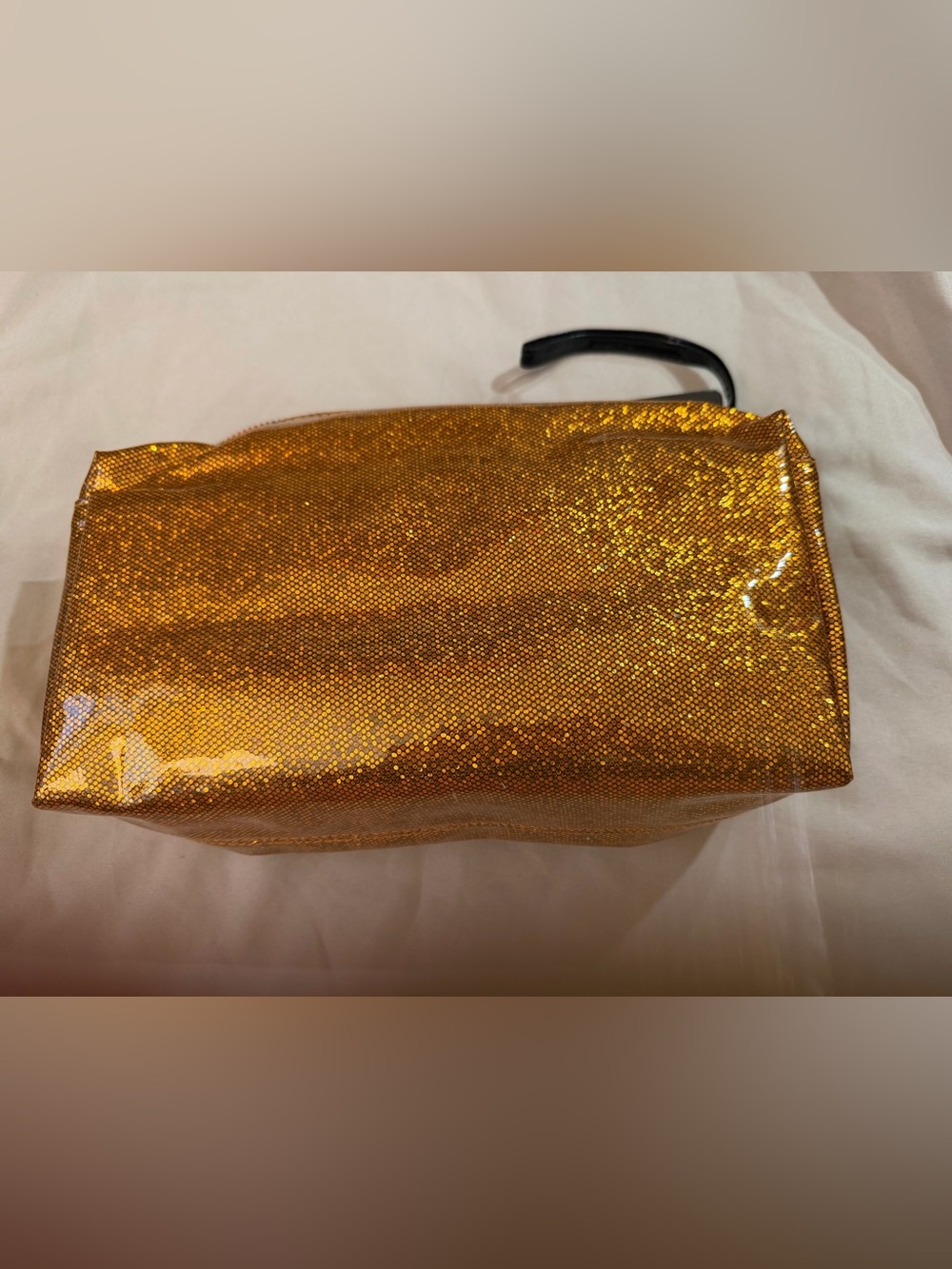 Gold/Orange Women’s cosmetic bag- Sparkling Evening makeup bag